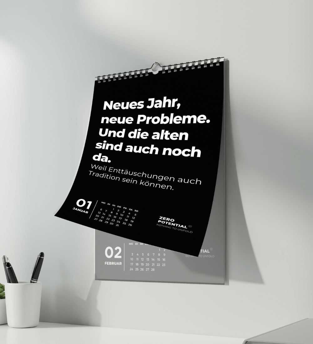 Demotivierender Wandkalender 2025 mit 12 unmotivierenden Sprüchen